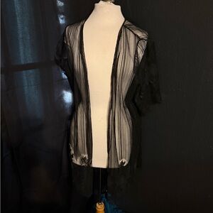 Forever 21 Black Sheer Open-Front Kimono Robe